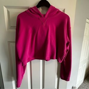 Lululemon Like New Sonic Pink Cropped Hooded Sweatshirt Sz 16